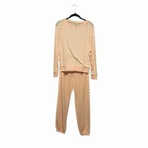 Honeydew Sand Bar Check Lounge Set Long Sleeve and Pants sz XSmall Pink